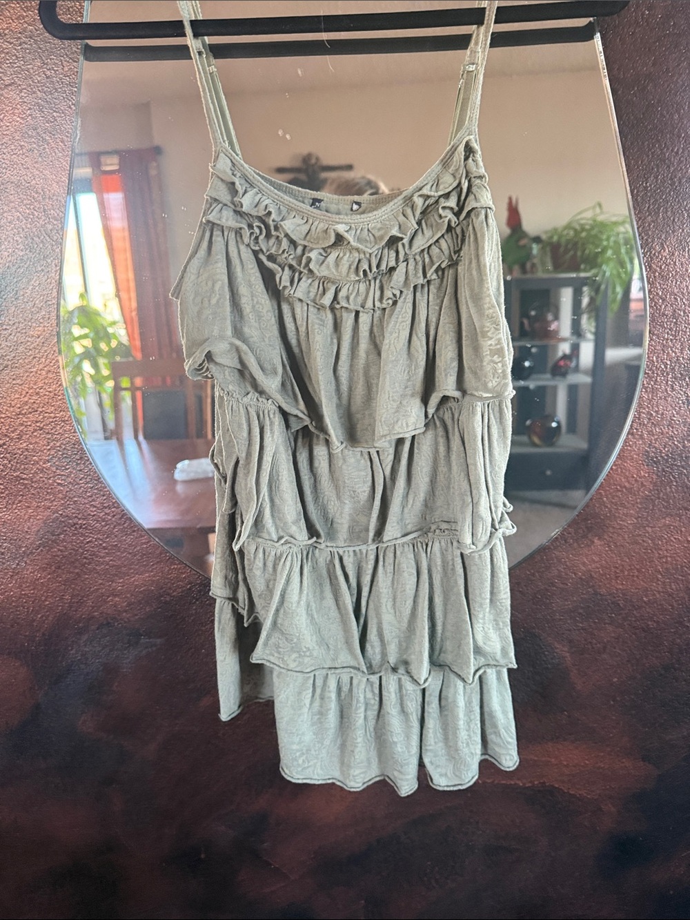 Mossimo Supply Co. Olive Green Tiered Ruffle Camisole